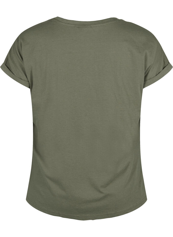 Short sleeved cotton blend t-shirt, Green, Packshot image number 1