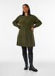 Short knitted dress with a V-shaped textured pattern, Green, Model image number 1