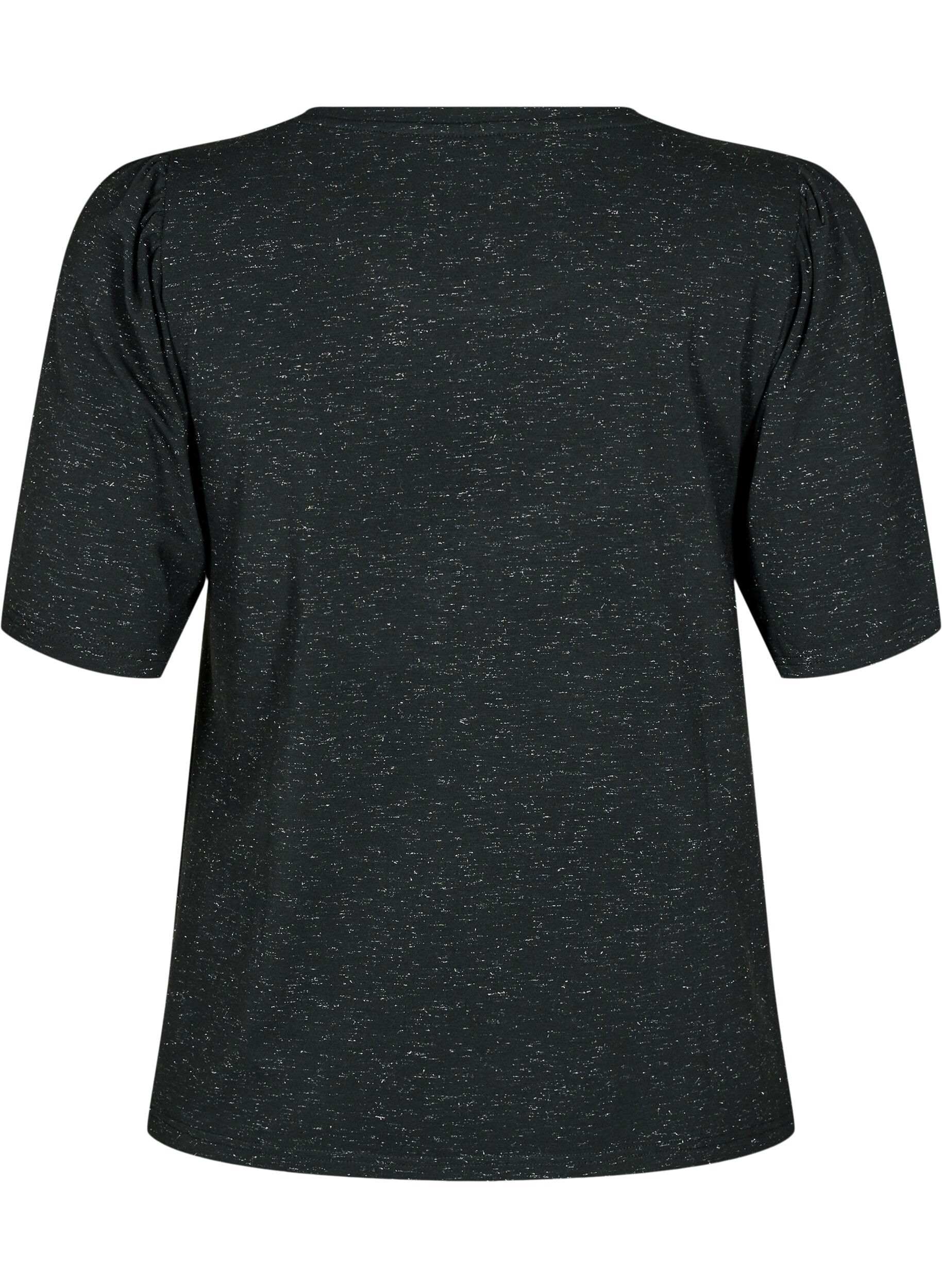 Zizzifashion T-shirt with glitter and short puff sleeves, Black, Packshot image number 1
