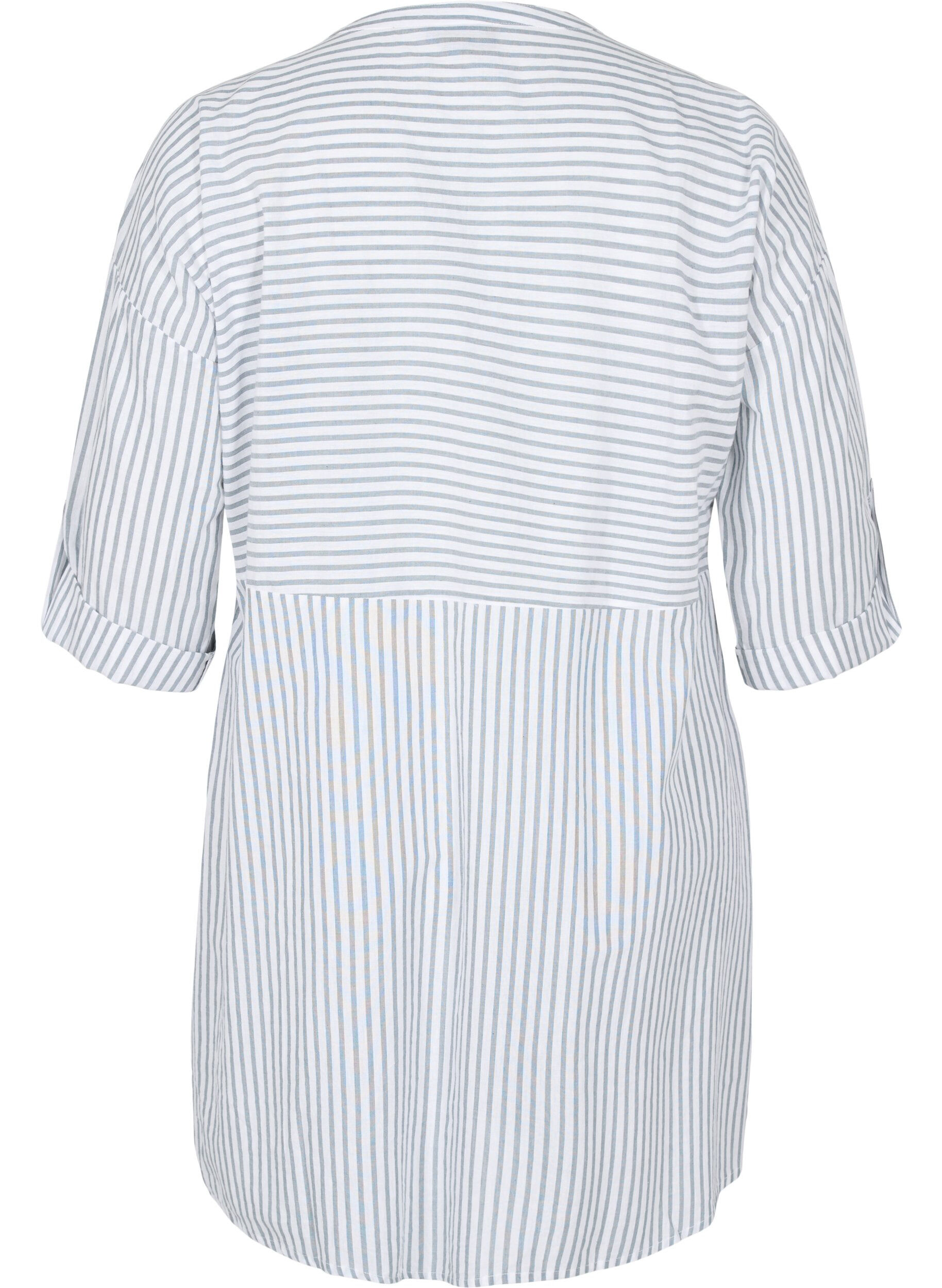 Zizzifashion Striped tunic with buttons and 3/4-sleeves, Trooper Stripe, Packshot image number 1