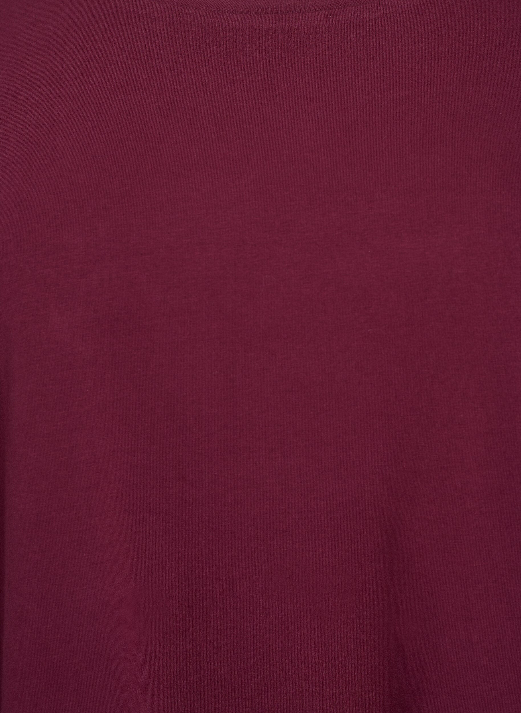 ZizzifashionBasic jersey blouse with long sleeves, Dark Bordeaux, Packshot image number 2