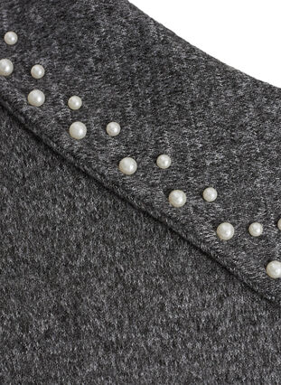 Marled blouse with collar and pearls, Dark Grey Mel, Packshot image number 3