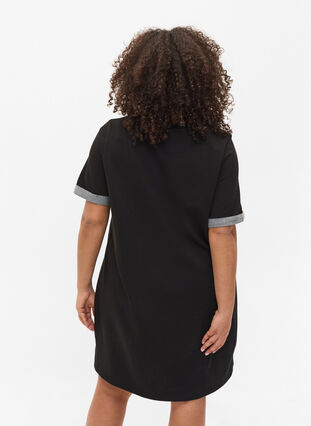 Loose-fitting sweater dress with short sleeves, Black, Model image number 1