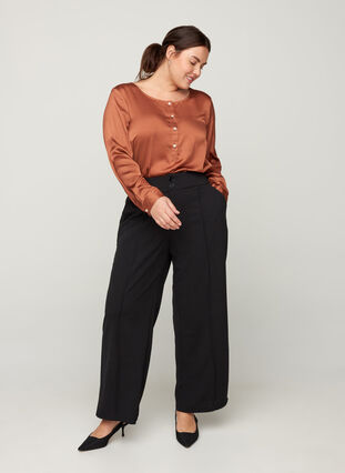 Long-sleeved blouse with feminine buttons, Russet, Model image number 3