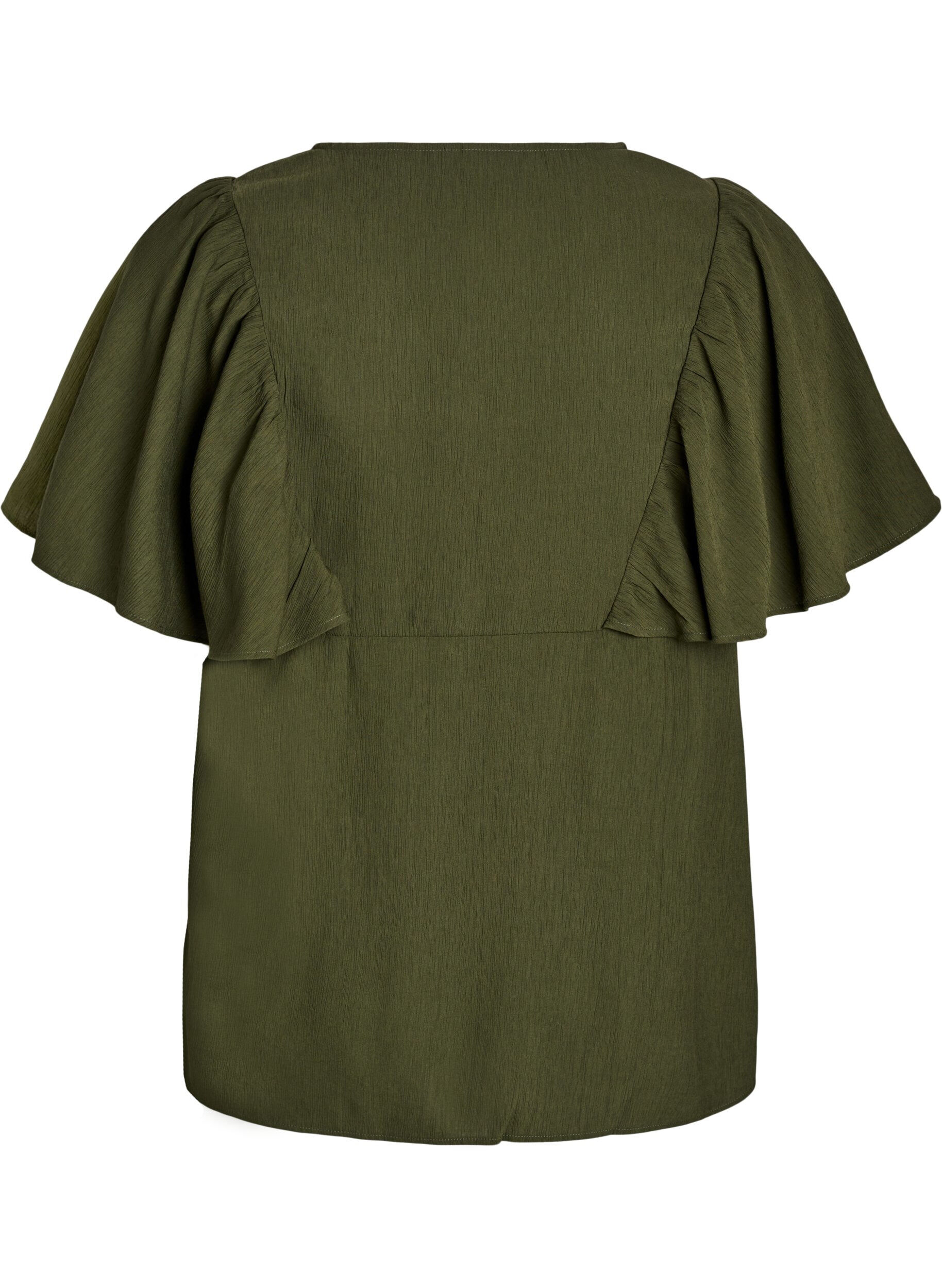 Zizzifashion Blouse with short ruffle sleeves, Green, Packshot image number 1