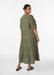 A-line midi dress in cotton muslin, Green, Model image number 1