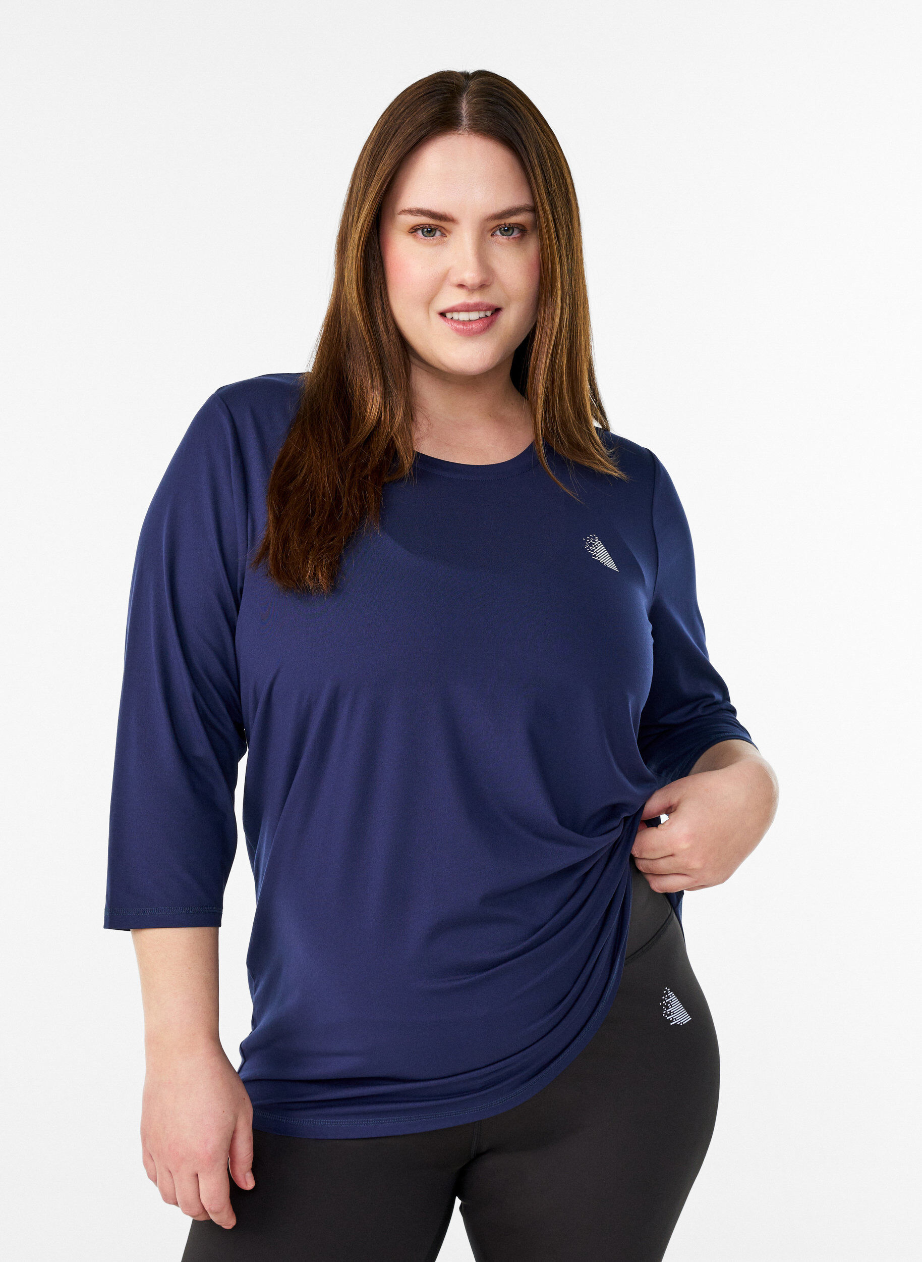 Sports top with 3/4 sleeves, Blue, Model