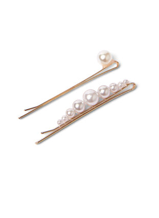 2-pack of hair pins with pearls, Mother Of Pearl, Packshot image number 1