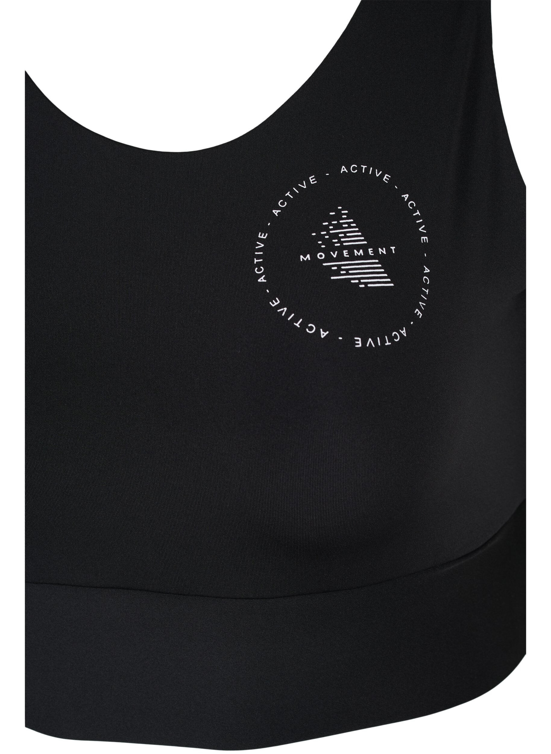 Zizzifashion CORE, MID SUPPORT SPORTS BRA - Sports bra with v-back, Black, Packshot image number 2