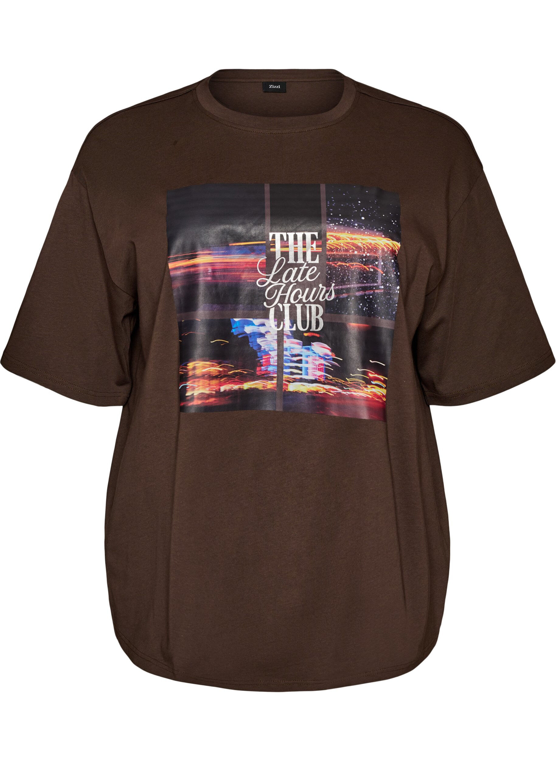 ZizzifashionOversized T-shirt with large photo print, Brown, Packshot image number 0
