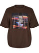 Oversized T-shirt with large photo print, Brown, Packshot image number 0