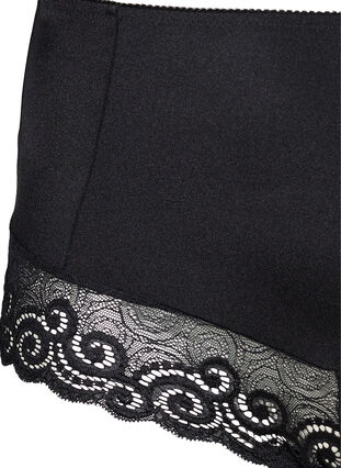 Knickers with a high waist and lace, Black, Packshot image number 2