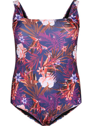 Swimsuit with floral print, Purple Flower, Packshot image number 0
