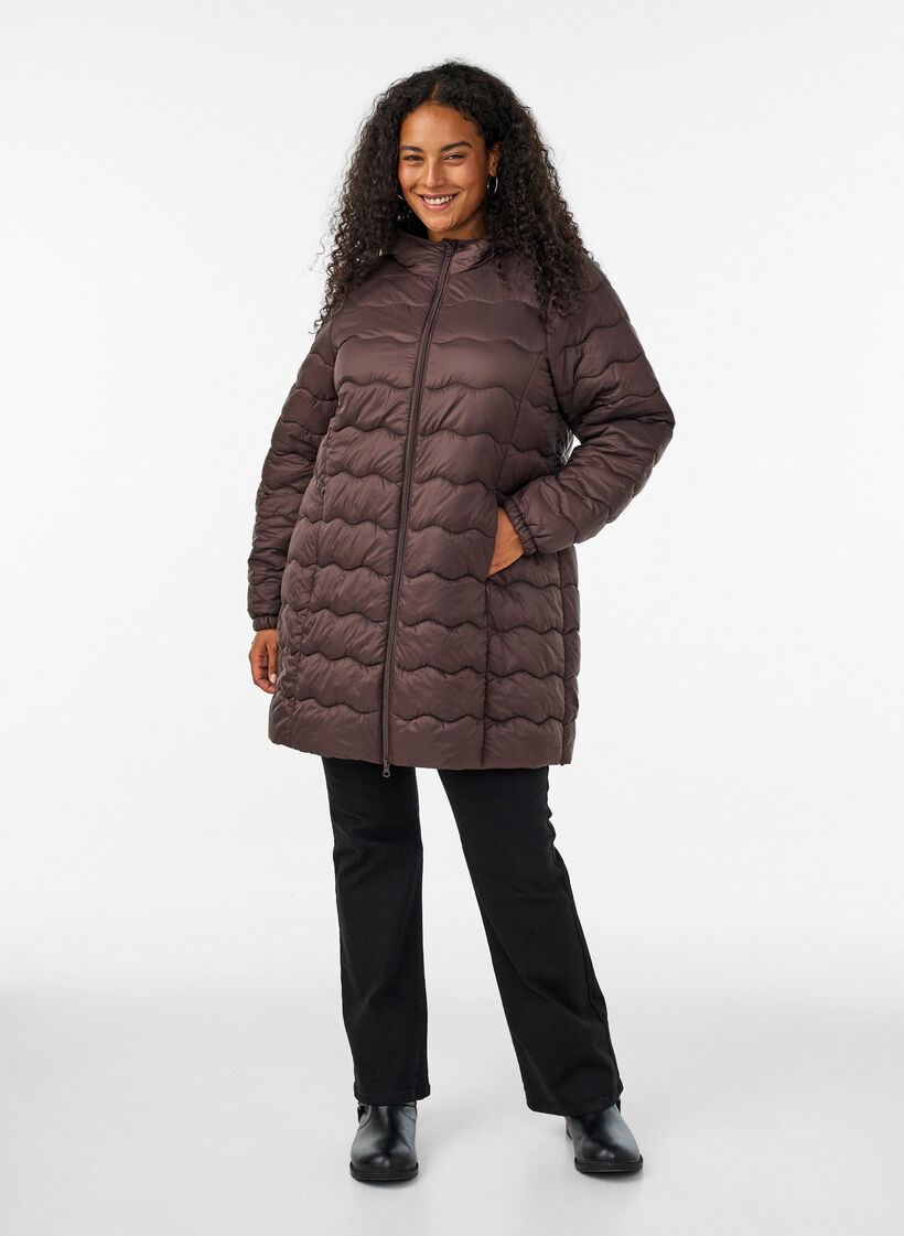 Quilted jacket, Brown, Model image number 1