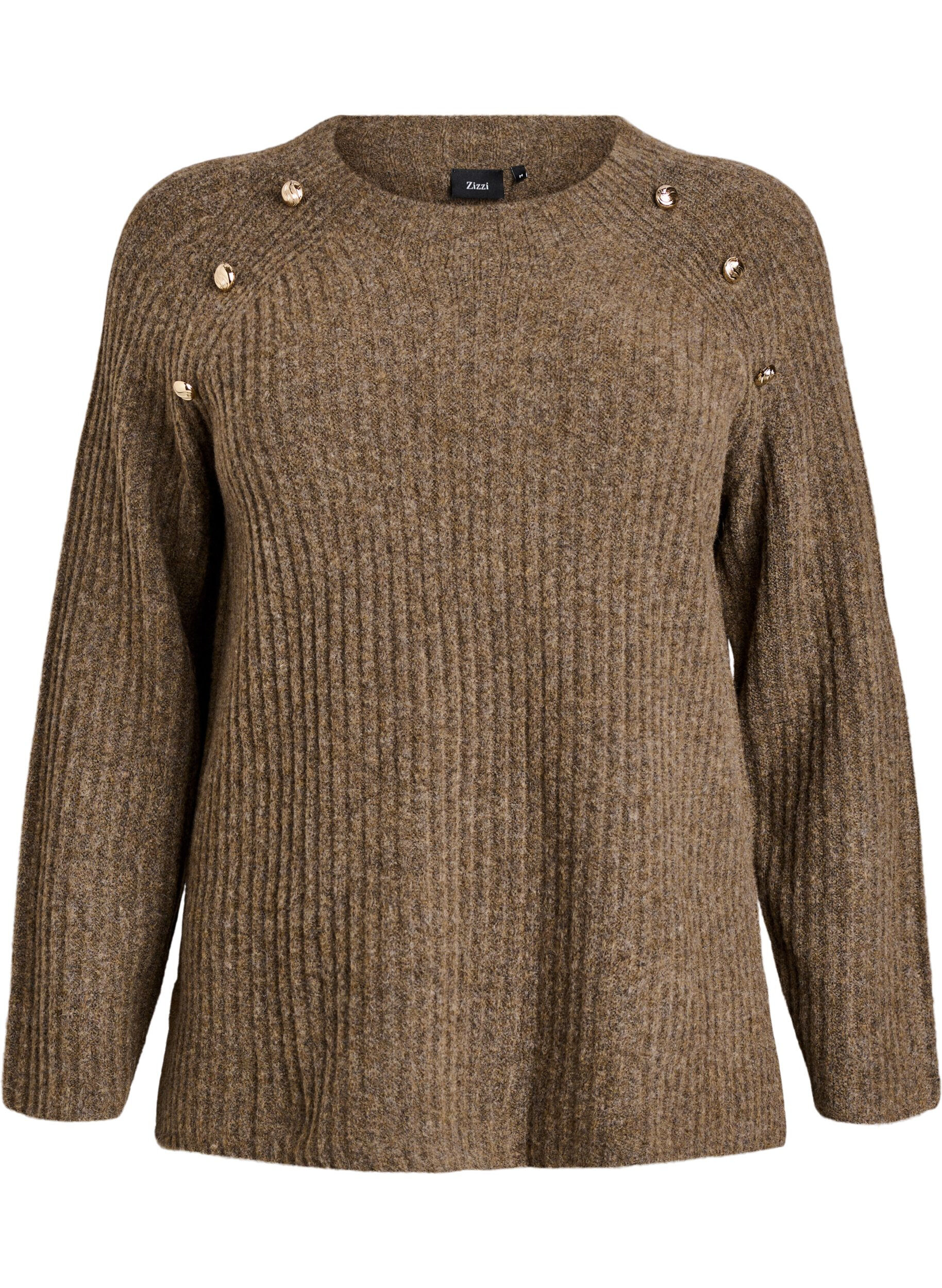 Ribbed jumper with decorative buttons