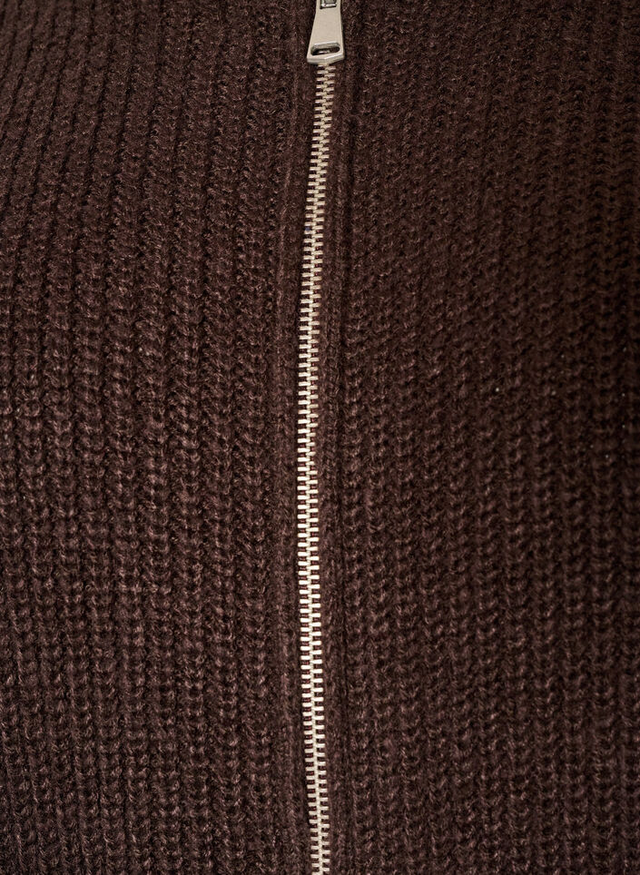 Knit cardigan with zip, Brown, Packshot image number 2