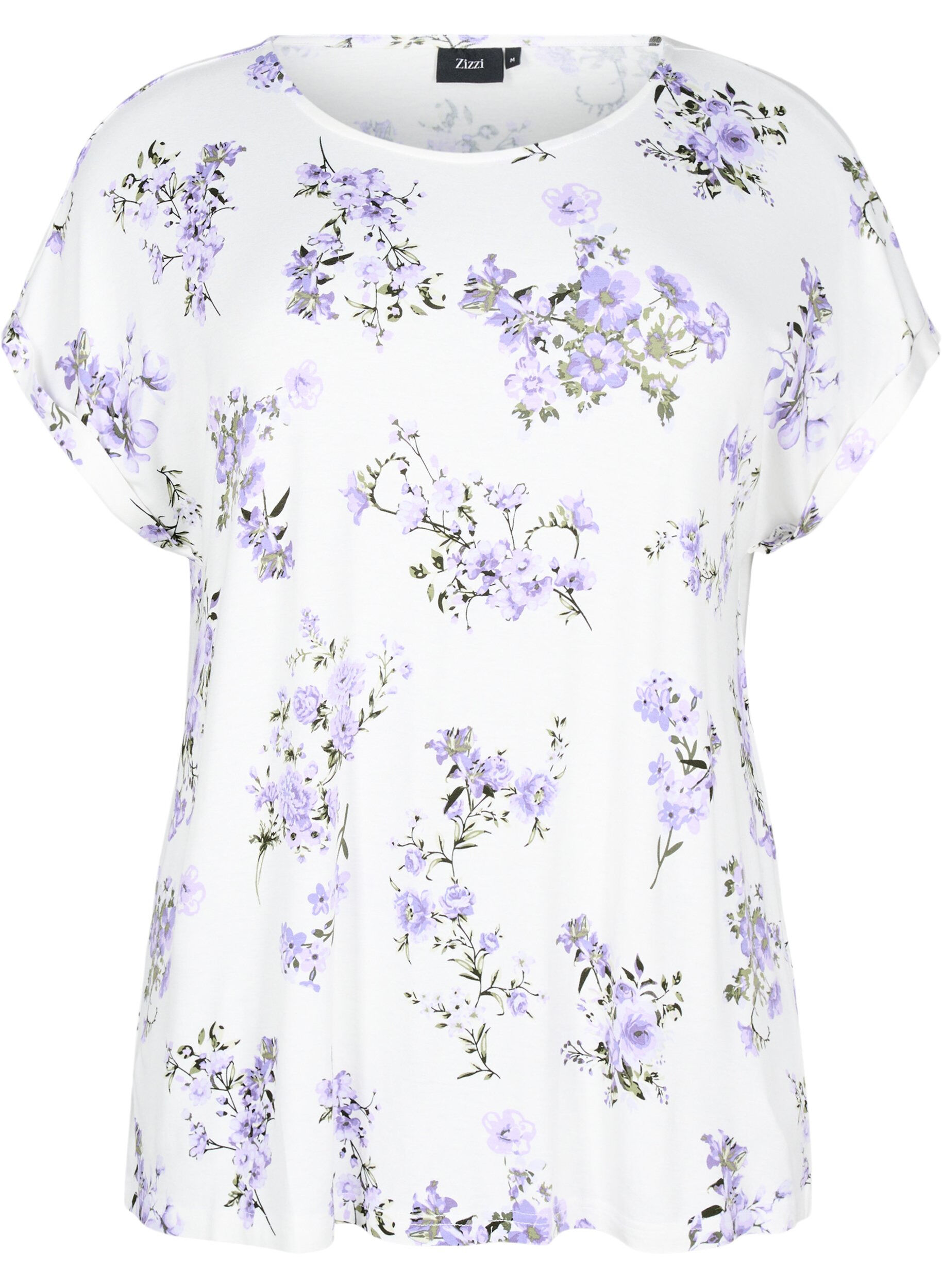Zizzifashion T-shirt with floral print, Purple, Packshot image number 0