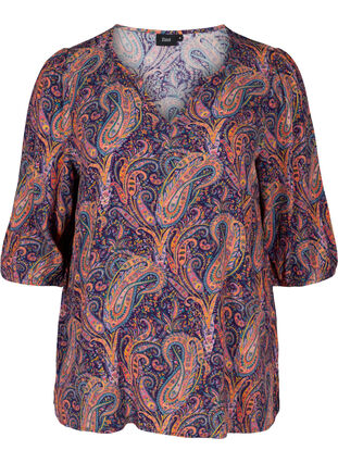 Viscose blouse with paisley print, Paisley AOP, Packshot image number 0