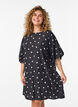 Short viscose dress with balloon sleeves, Black, Model image number 0