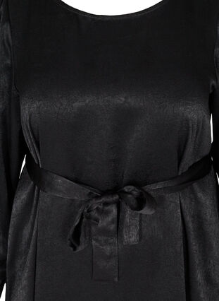 Textured dress with puff sleeves, Black, Packshot image number 2
