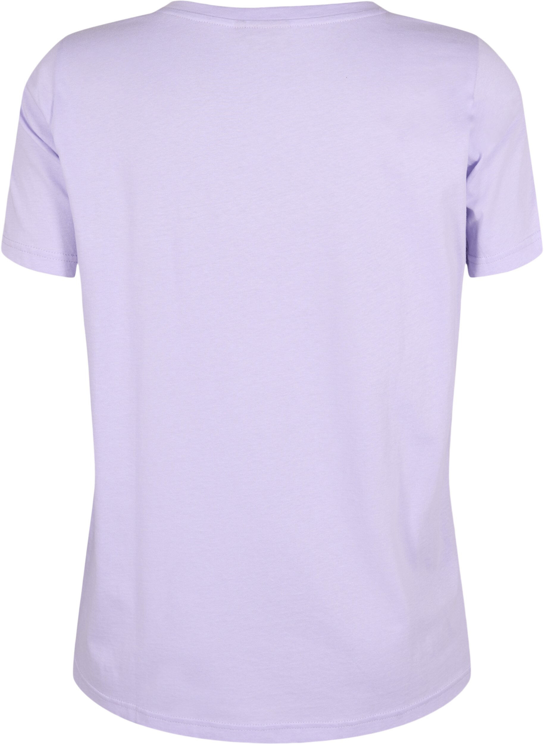 Zizzifashion Cotton t-shirt with print detail, Lavender ARIZONA, Packshot image number 1