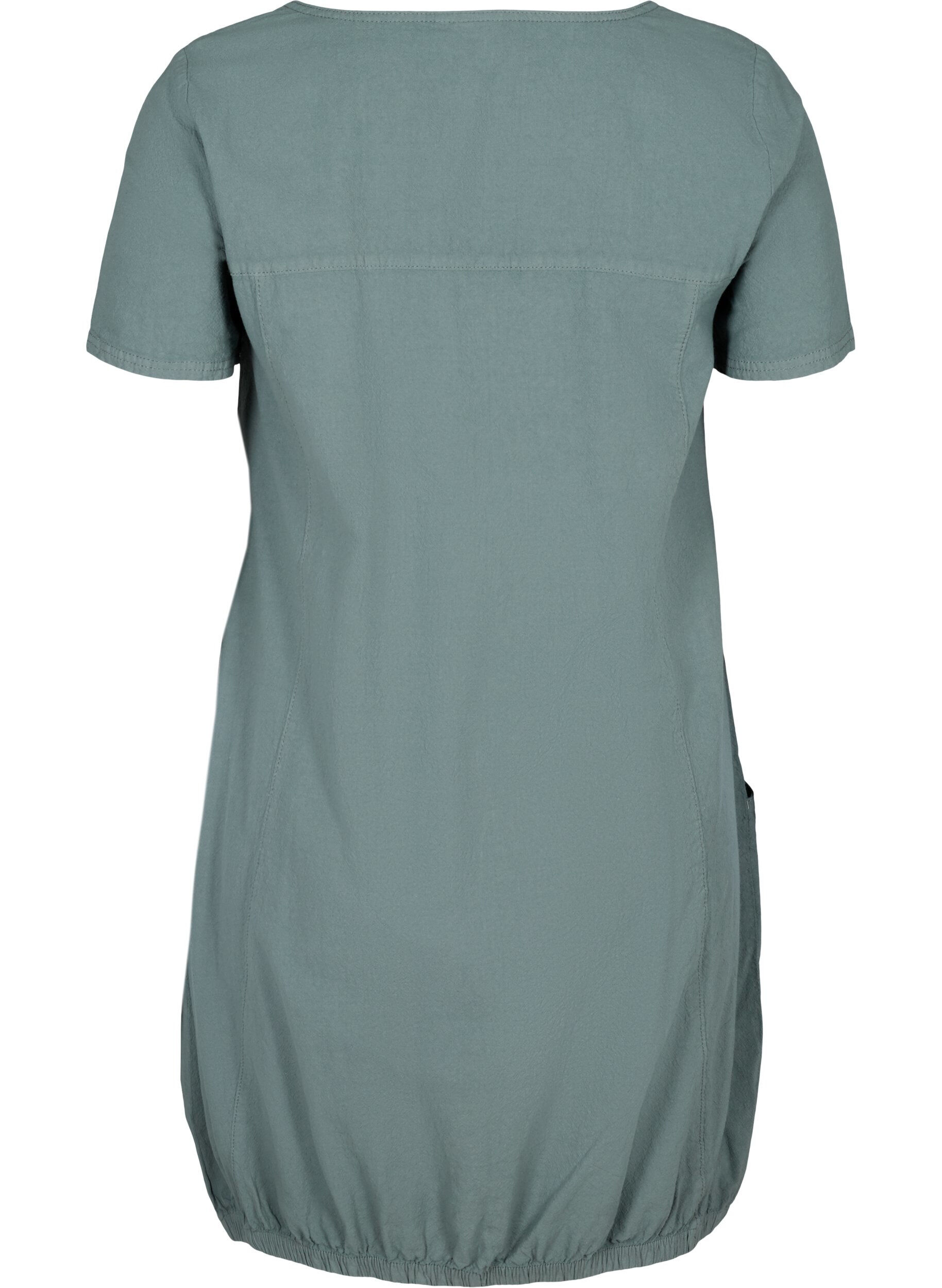 Zizzifashion Short sleeve cotton dress, Green, Packshot image number 1
