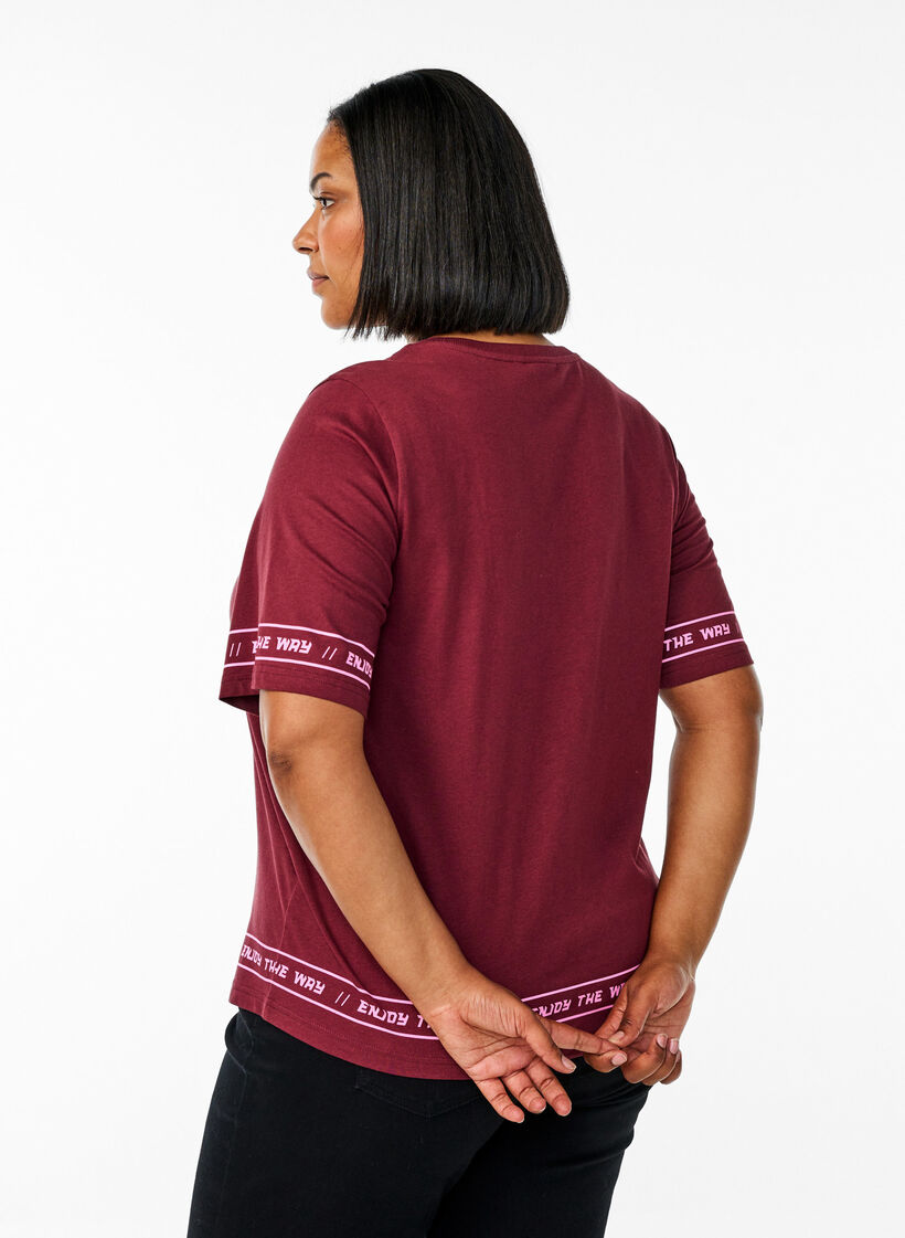 Oversize T-shirt with sporty print, Dark Bordeaux, Model image number 2