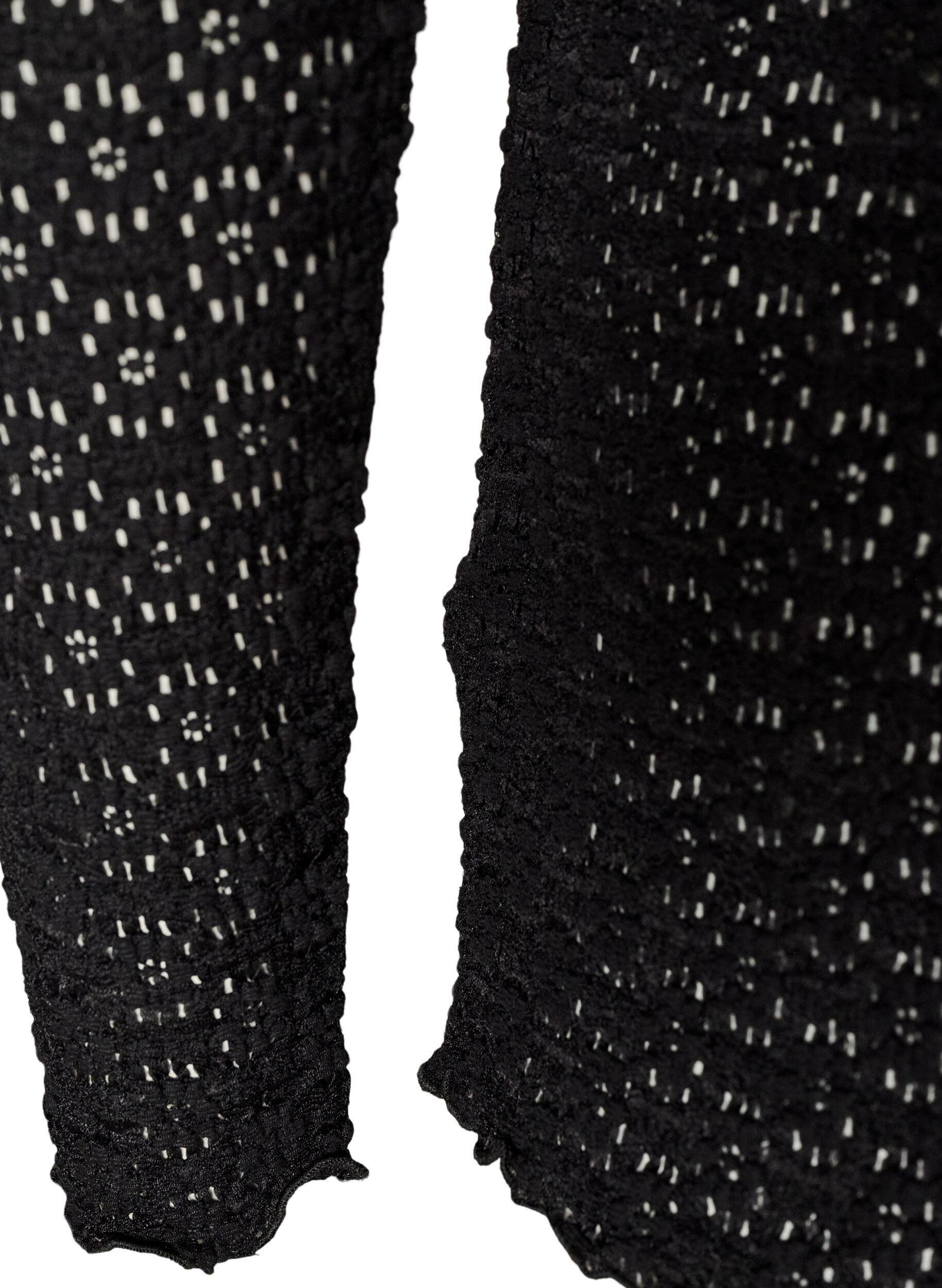 ZizzifashionBlouse with eyelet pattern and long sleeves, Black, Packshot image number 3
