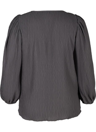 Textured blouse with puff sleeves, Asphalt, Packshot image number 1