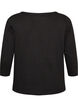 Basic T-shirt with boat neck and 3/4 sleeves, Black, Packshot image number 1