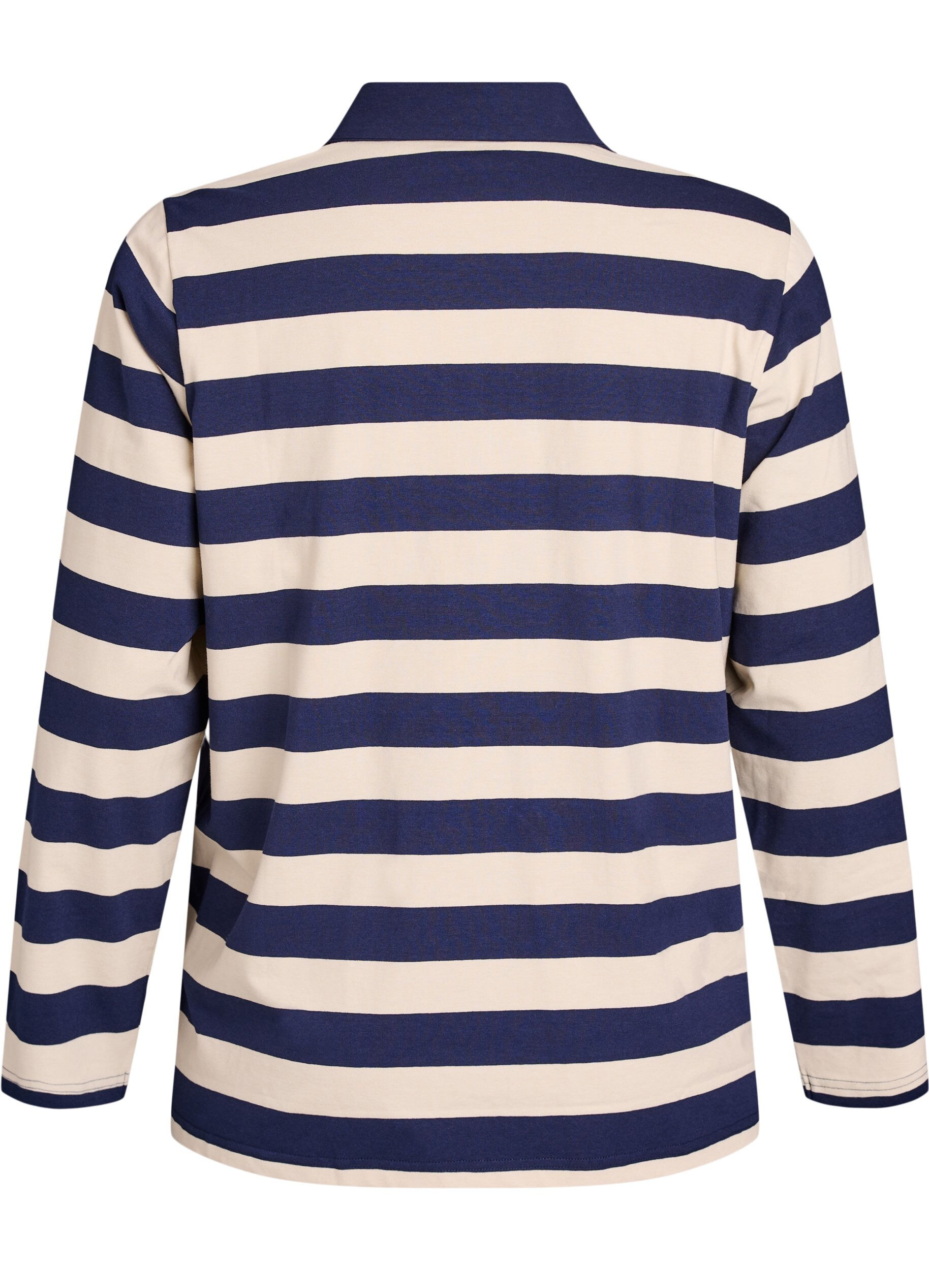 Zizzifashion Long-sleeved polo shirt with wide stripes, Blue, Packshot image number 1