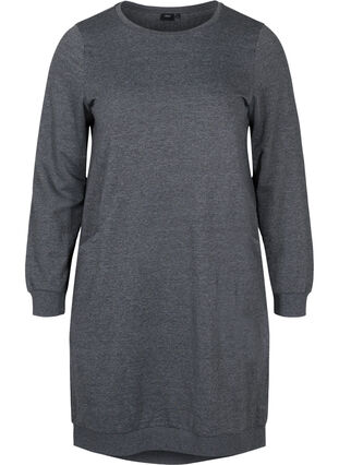 Marled sweatshirt dress with pockets, Black, Packshot image number 0