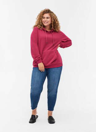 Sweatshirt with hood and pockets, Sangria, Model image number 3