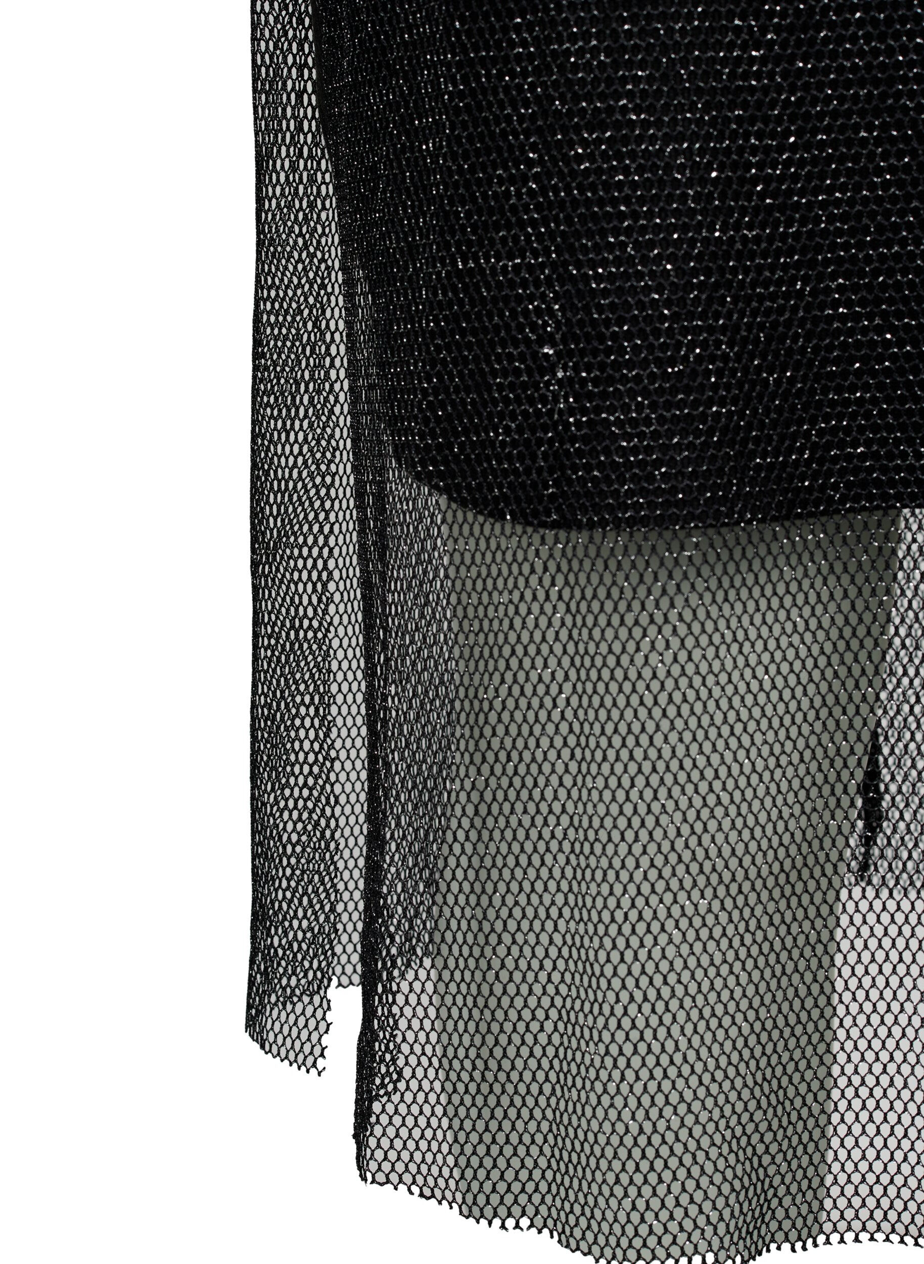 Zizzifashion Net dress with long sleeves, Black w. Silver, Packshot image number 3