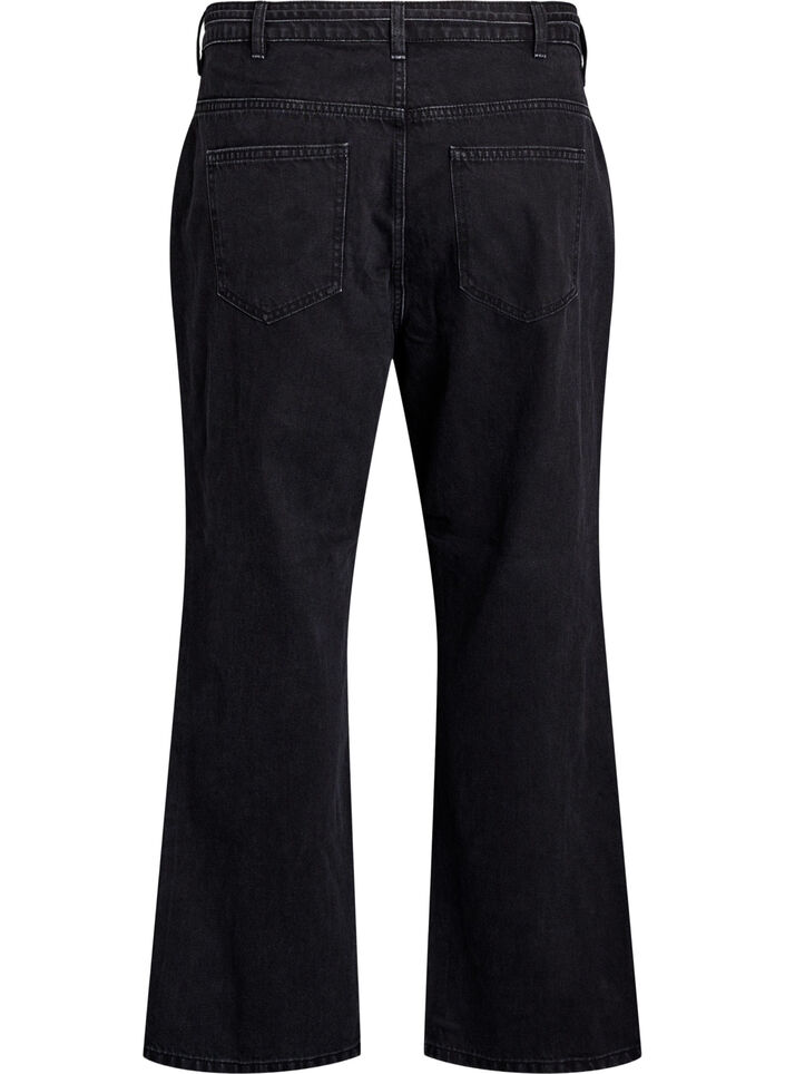 Straight fit jeans with a tie belt, Black, Packshot image number 1