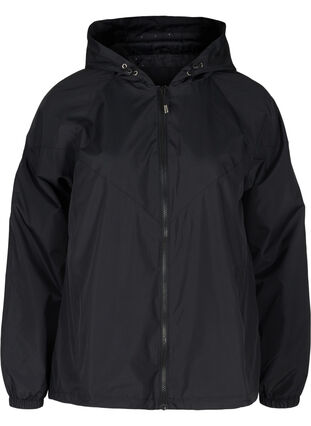 Short jacket with a zip and hood, Black, Packshot image number 0