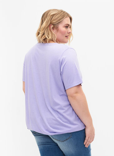Melange t-shirt with elasticated edge, Lavender Mél, Model image number 1