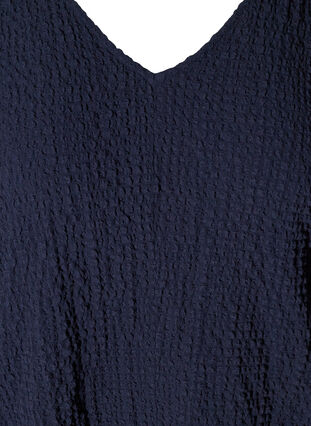 Textured dress with an A-line cut and puff sleeves, Evening Blue, Packshot image number 2