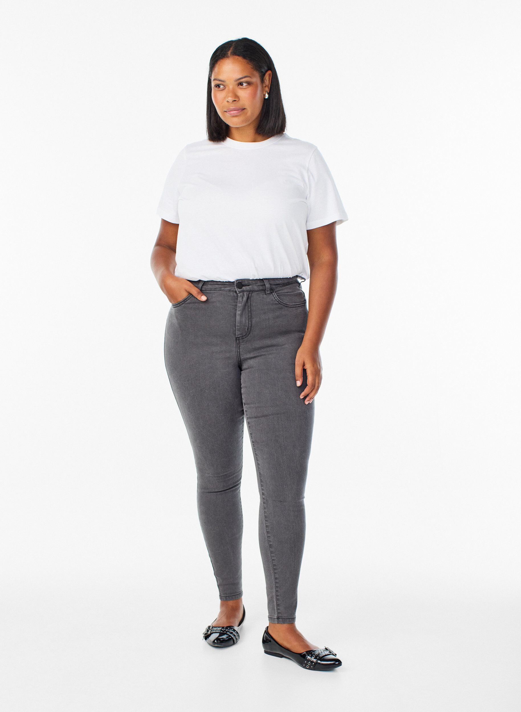 Amy high-waisted super slim fit jeans, Grey, Model