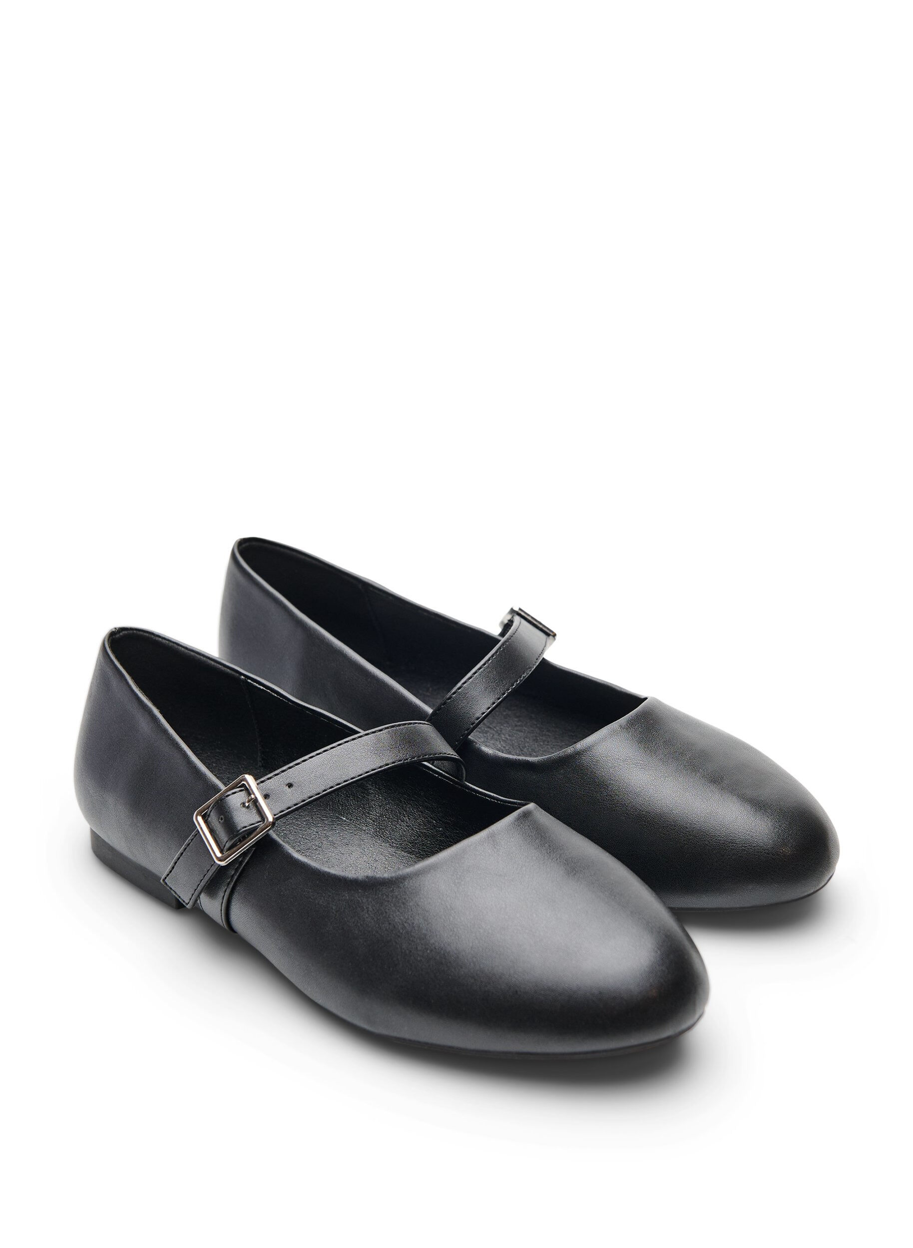 Zizzifashion Ballerina in faux leather with strap, Black, Packshot image number 1