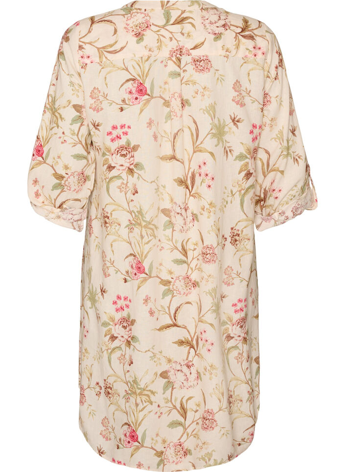 Long shirt in linen and viscose, Vanilla, Packshot image number 1