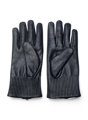 Leather gloves with zip, Black, Packshot image number 1