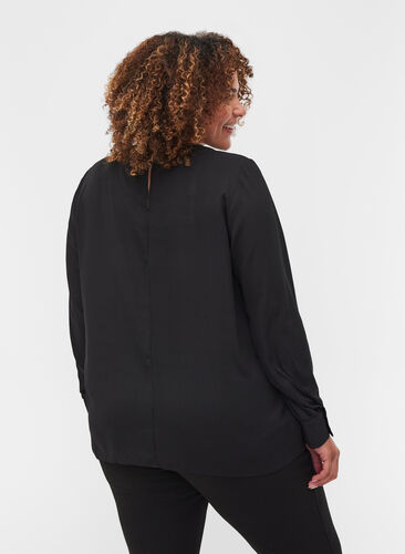 Blouse with long sleeves, Black, Model image number 1