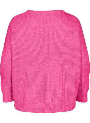 Knitted blouse with a round neck, Fuchsia Purple, Packshot image number 1