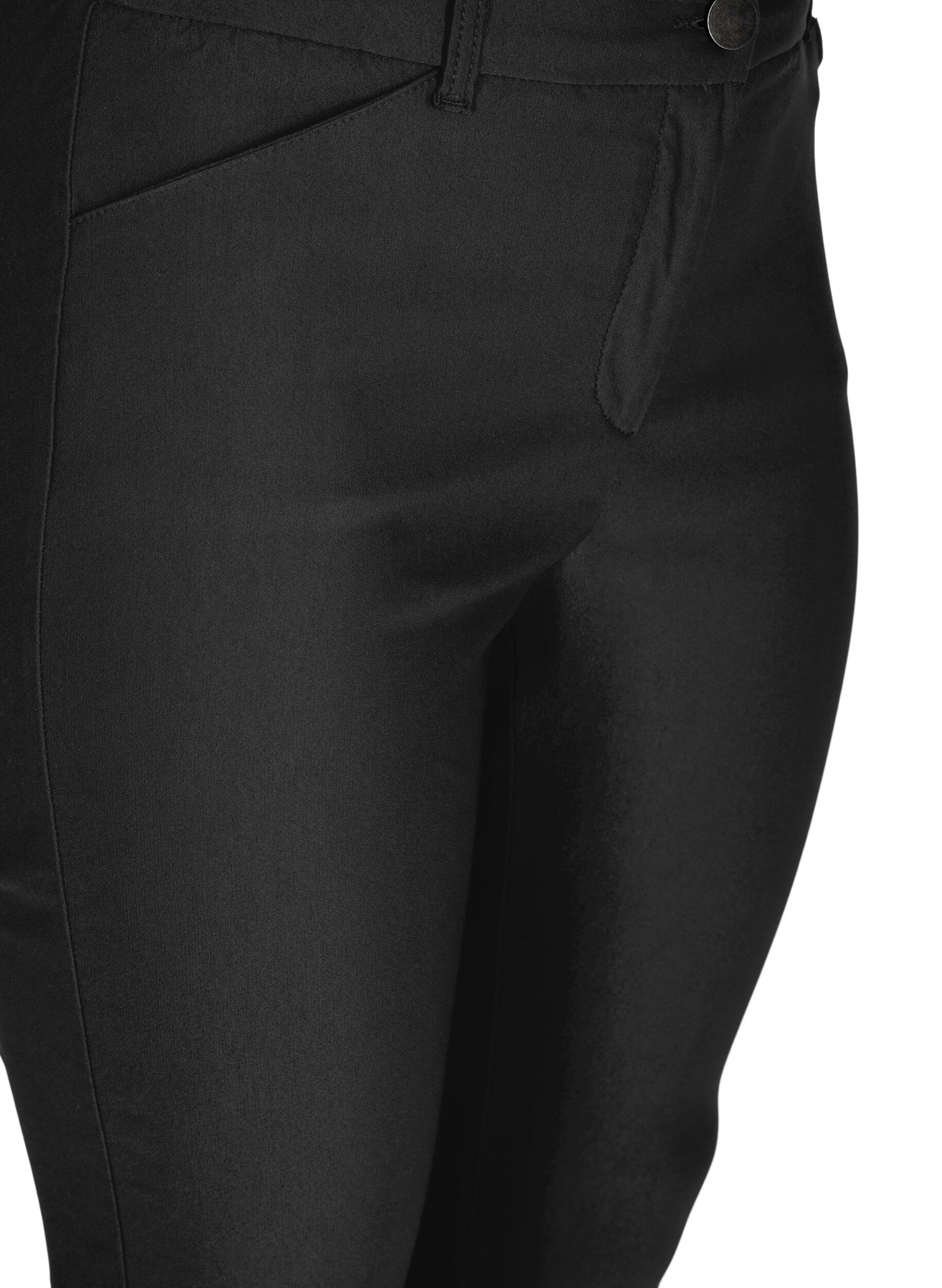 Zizzifashion Cropped trousers with a light shine, Black, Packshot image number 2