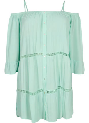 Beach tunic with off-shoulder, Brook Green, Packshot image number 0