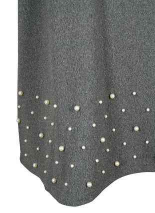 Blouse with pearls and 3/4 sleeves, Dark Grey Melange, Packshot image number 3