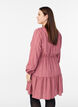 Short dress with woven stripe texture and elastic waist, Rose, Model image number 2