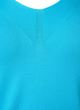 Viscose knitted top with v-neckline, River Blue, Packshot image number 2