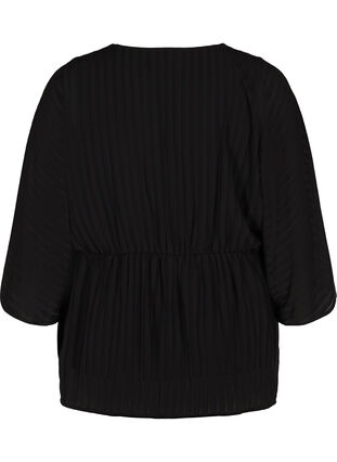 Blouse with 3/4 sleeves and a V-neckline, Black, Packshot image number 1